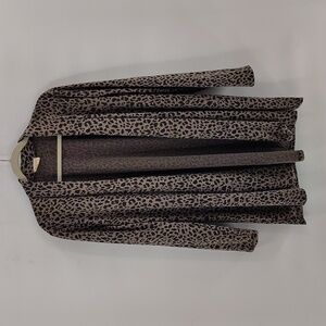 Month of Sundays Long Open Cardigan 1X Lightweight Long Sleeve Animal Print